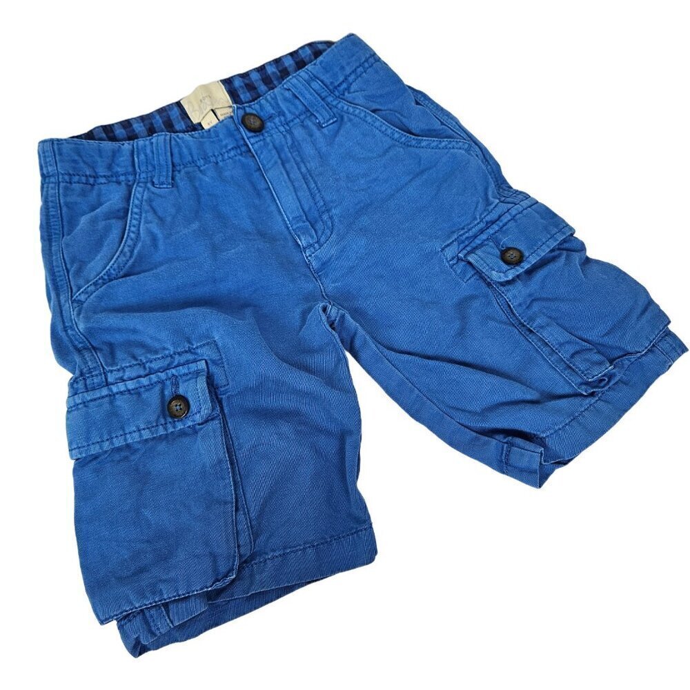 Boden Boys Blue Cotton/Linen Blend Cargo Short 8Y